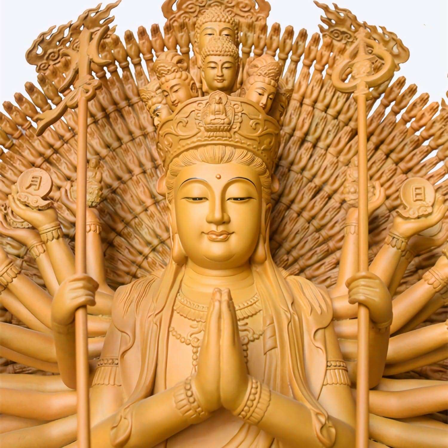 木彫り 仏像 千手観音 座像 楠製 千手観世音 菩薩 像 – 念珊閣仏像