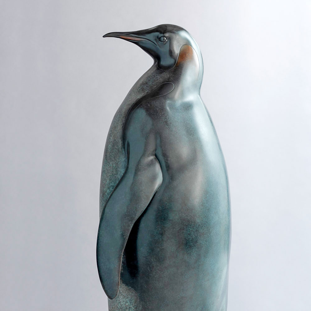 Emperor Penguin - Life-size bronze sculpture by Nick Bibby