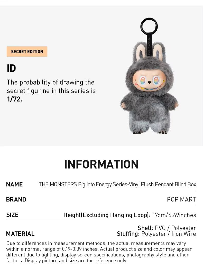 THE MONSTERS Big into Energy Series-Vinyl Plush Pendant Blind Box