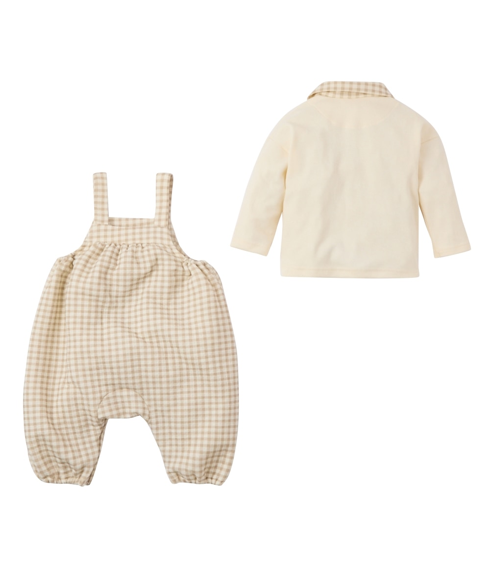 チェック柄サロペット＋丸衿ブラウス2点セット（男の子 女の子） 通販