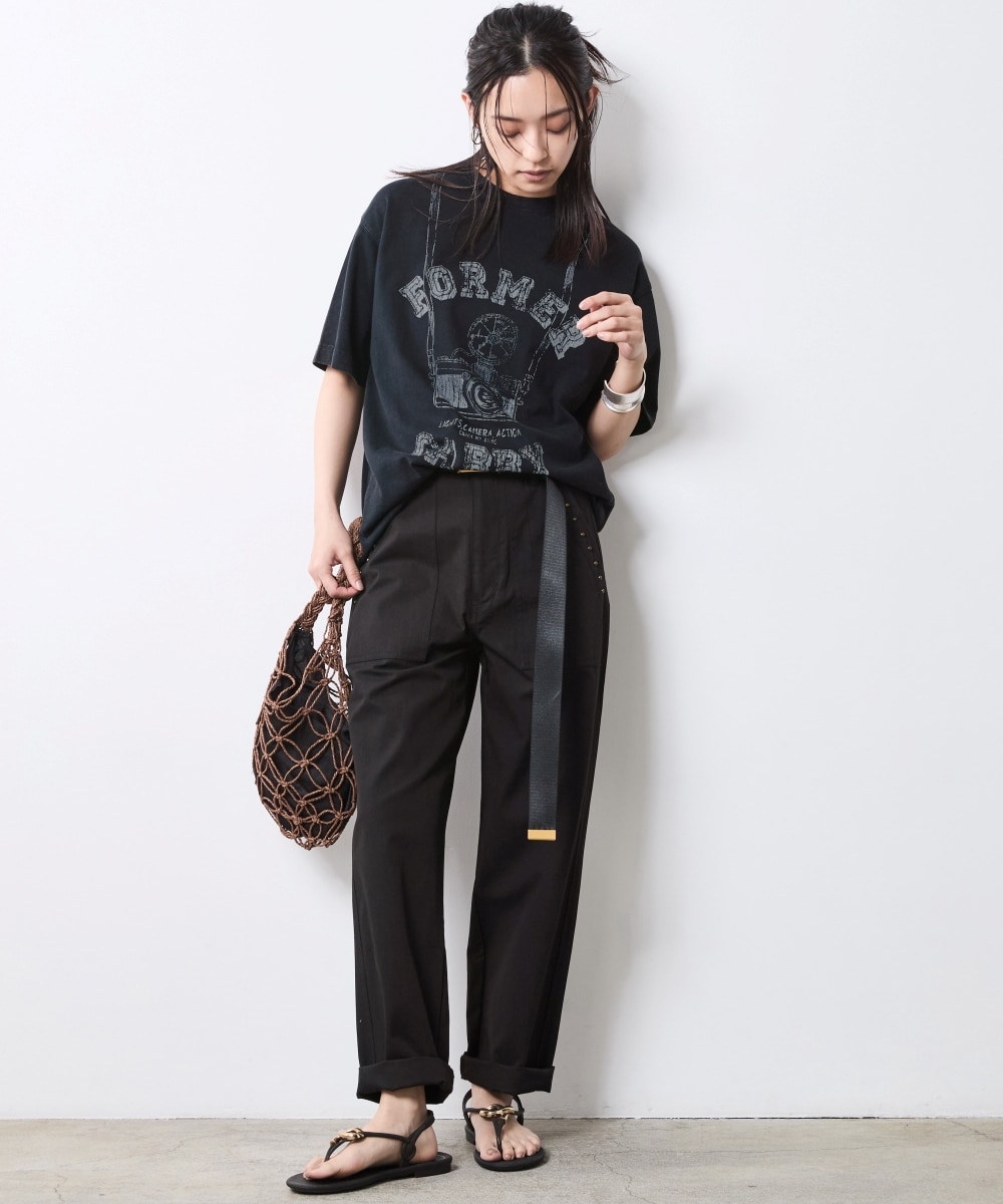 綿100％ピグメント染グラフィックプリントTシャツ＜大きいサイズ有