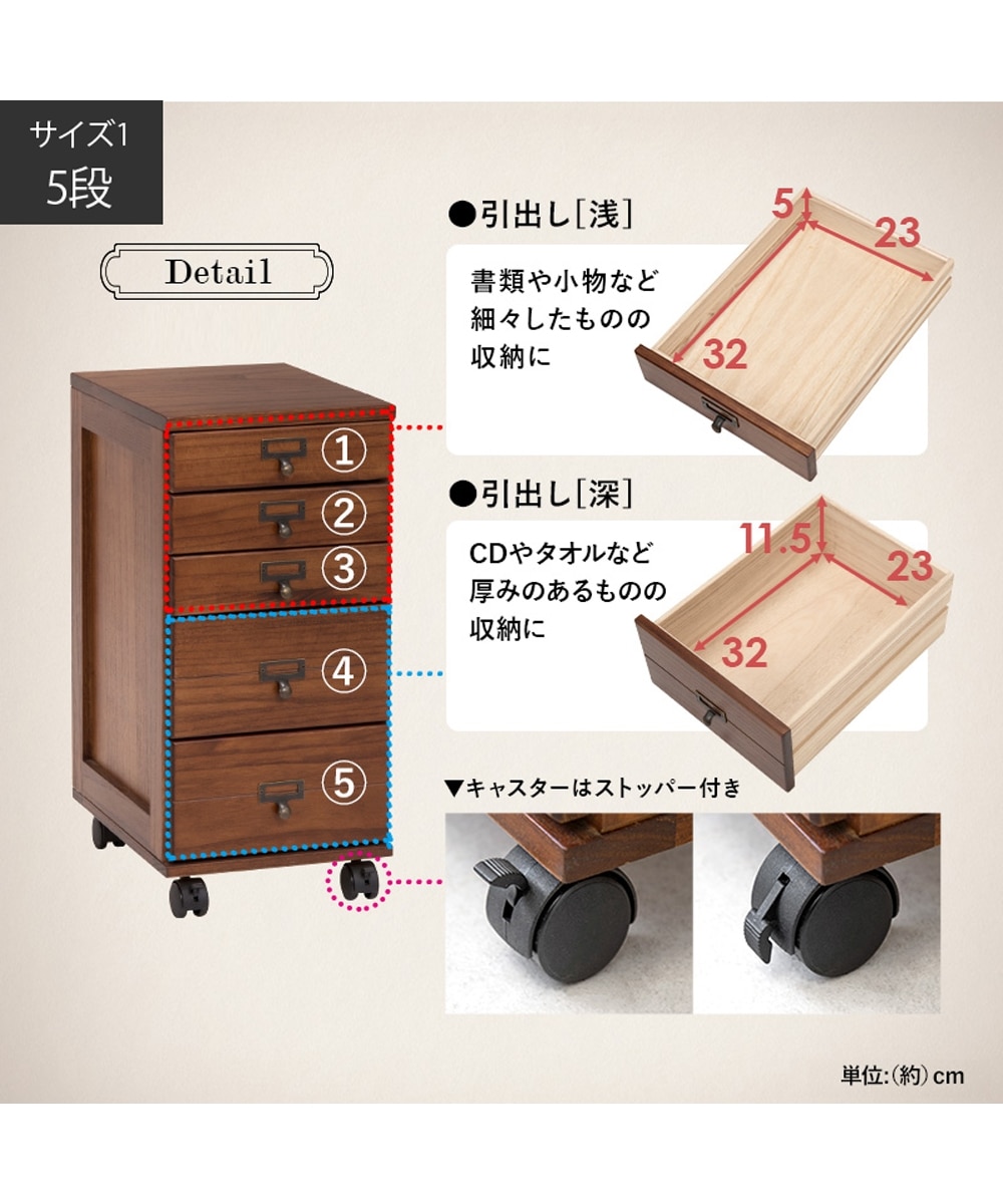 A4サイズが収納できる木目調多段チェスト（キャスター付き） 通販