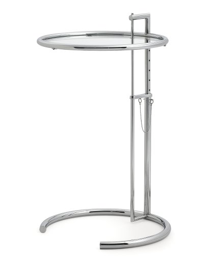 Adjustable Table E 1027 Black Version, Crystal glass clear