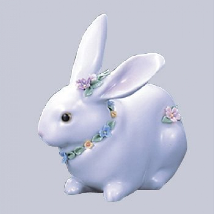 リヤドロ 06098 花飾りの白うさぎ2 | 洋食器のSohbiネットショップ【公式】