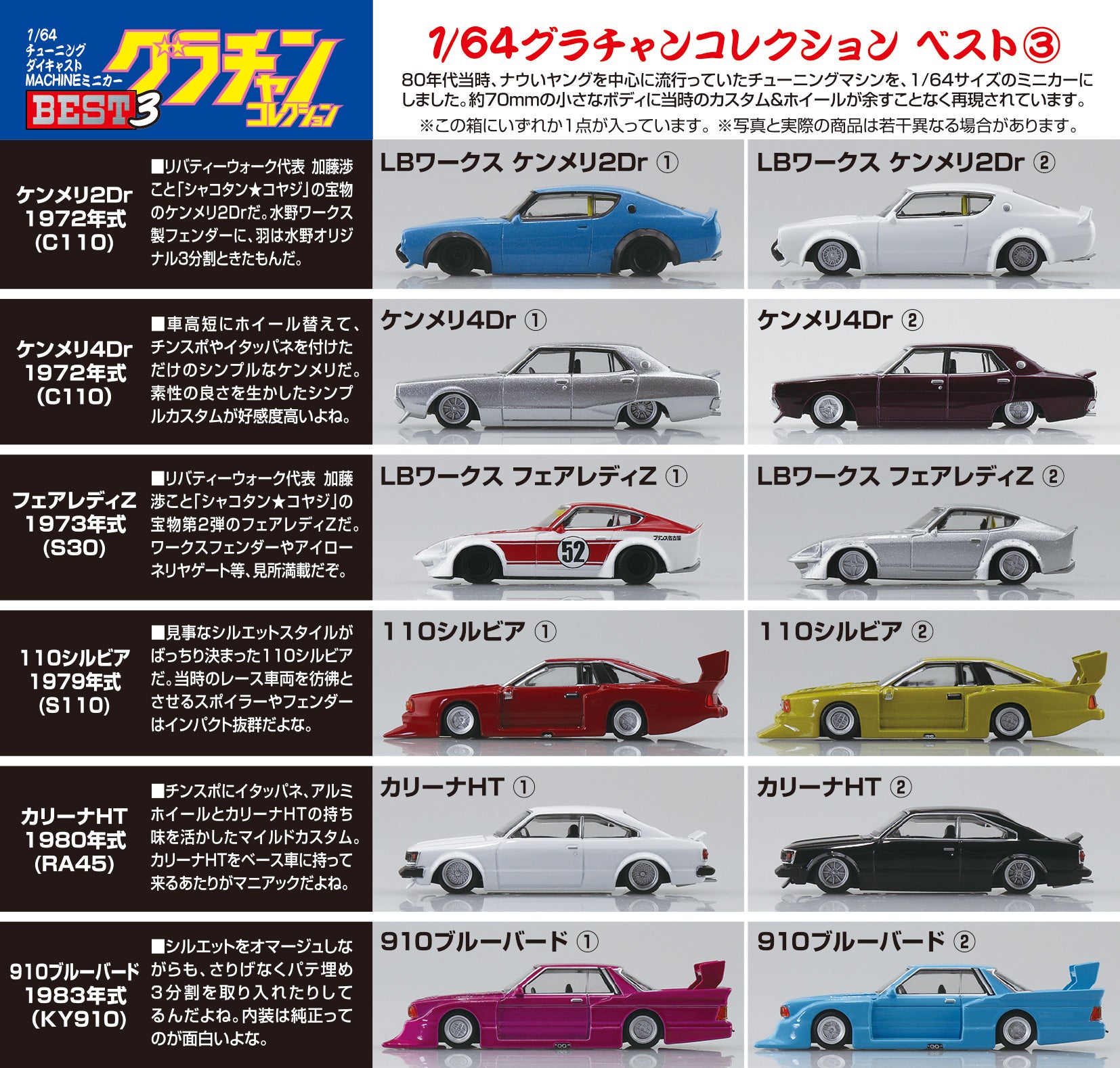 BOX販売]1/64 ダイキャストミニカー グラチャンコレクション BEST 3