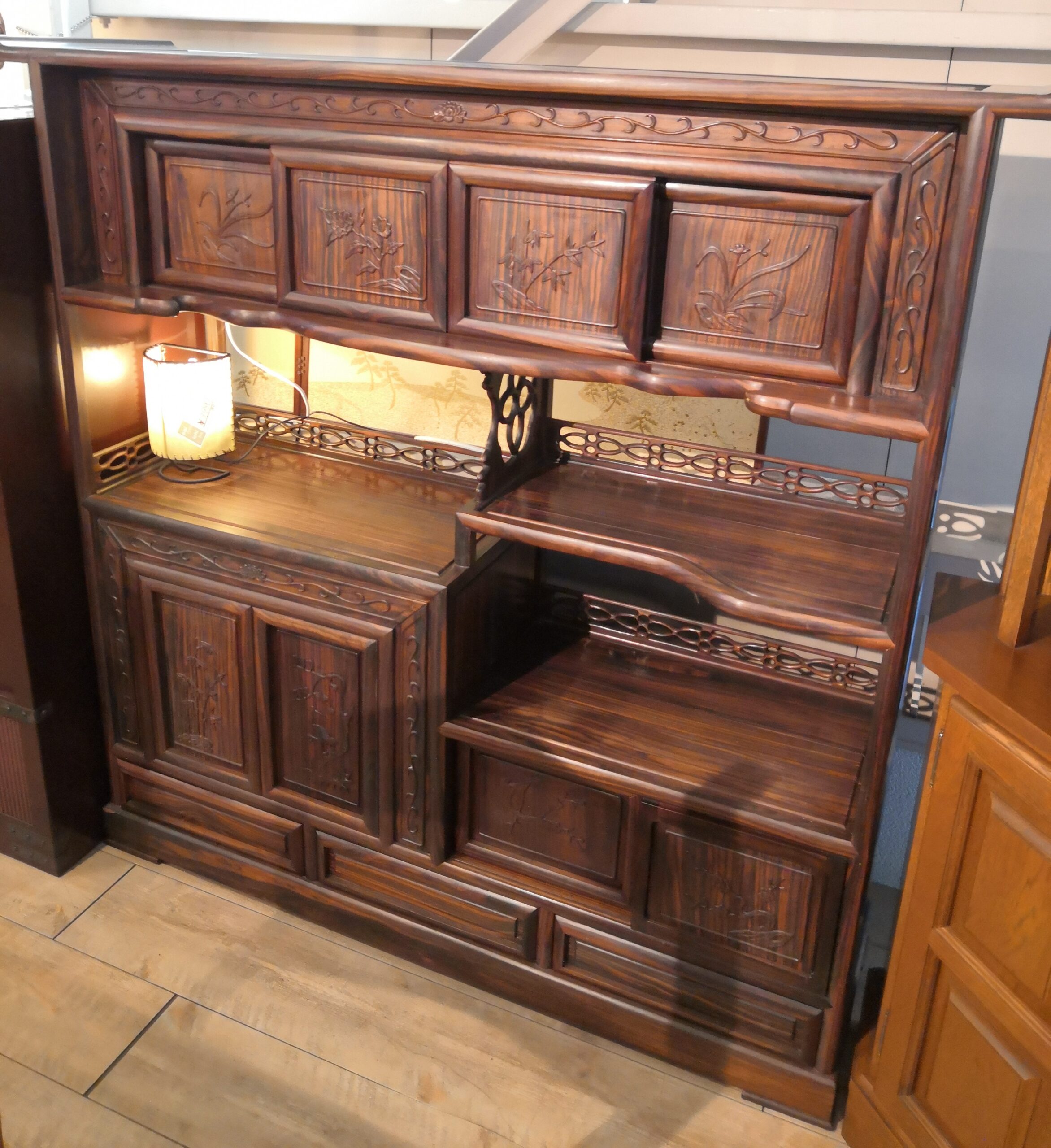 中古品 】和製ヴィンテージ 昭和レトロ 箪笥 和家具 水屋箪笥 飾り棚