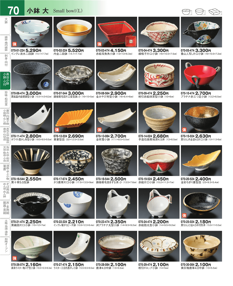 No.070-05-474魯山人写し片口小鉢掲載ページ-業務用食器カタログ「器望