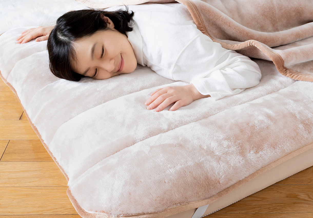 温泉敷パットプレミアム【オーロラ長毛タイプ】｜敷布団・羽毛布団