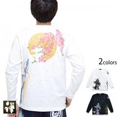 禅×がしゃ手描き長袖Tシャツ「武士髑髏×青龍」 禅 KTLH0023 和柄 和風