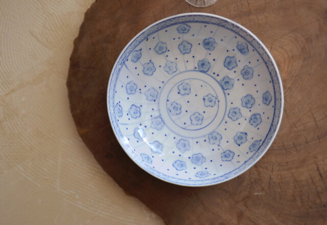 染付梅紋様大鉢 和食器 和骨董 210mm