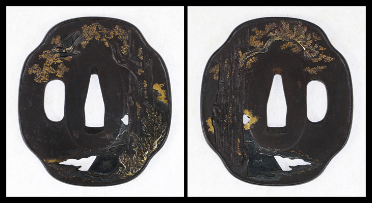 鍔：杉樹時鳥図 Tsuba:Sanju Hototogisu Zu