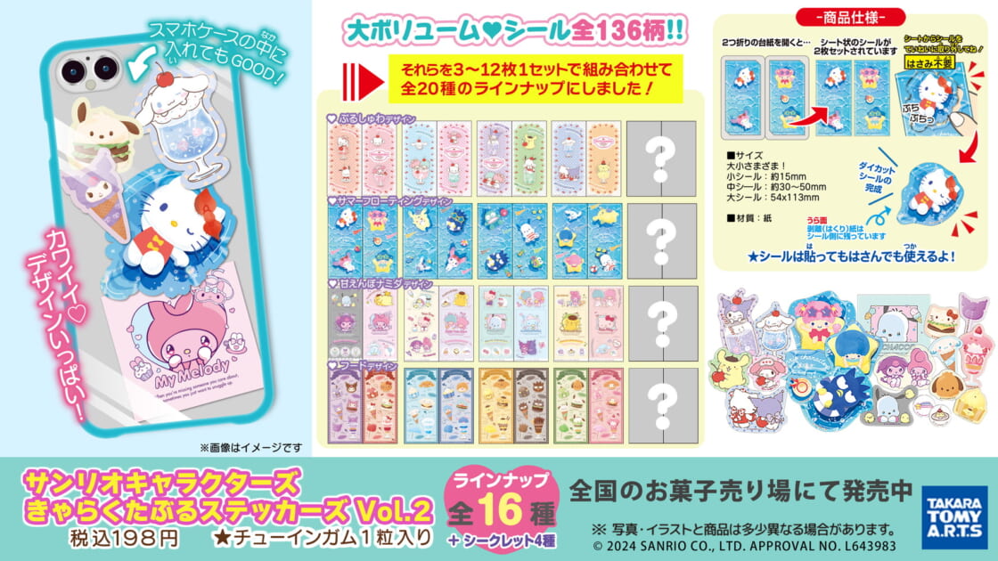 サンリオキャラクターズ きゃらくたぶるステッカーズ Vol.2」が登場