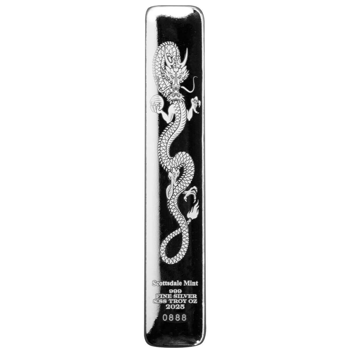 2025 Scottsdale Mint 8.88 oz 999 Fine Silver Lucky Dragon Bar