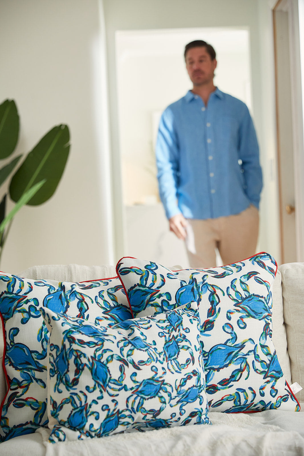 Crab Craze Shades of Blue Lumbar Pillow – Sewing Down South