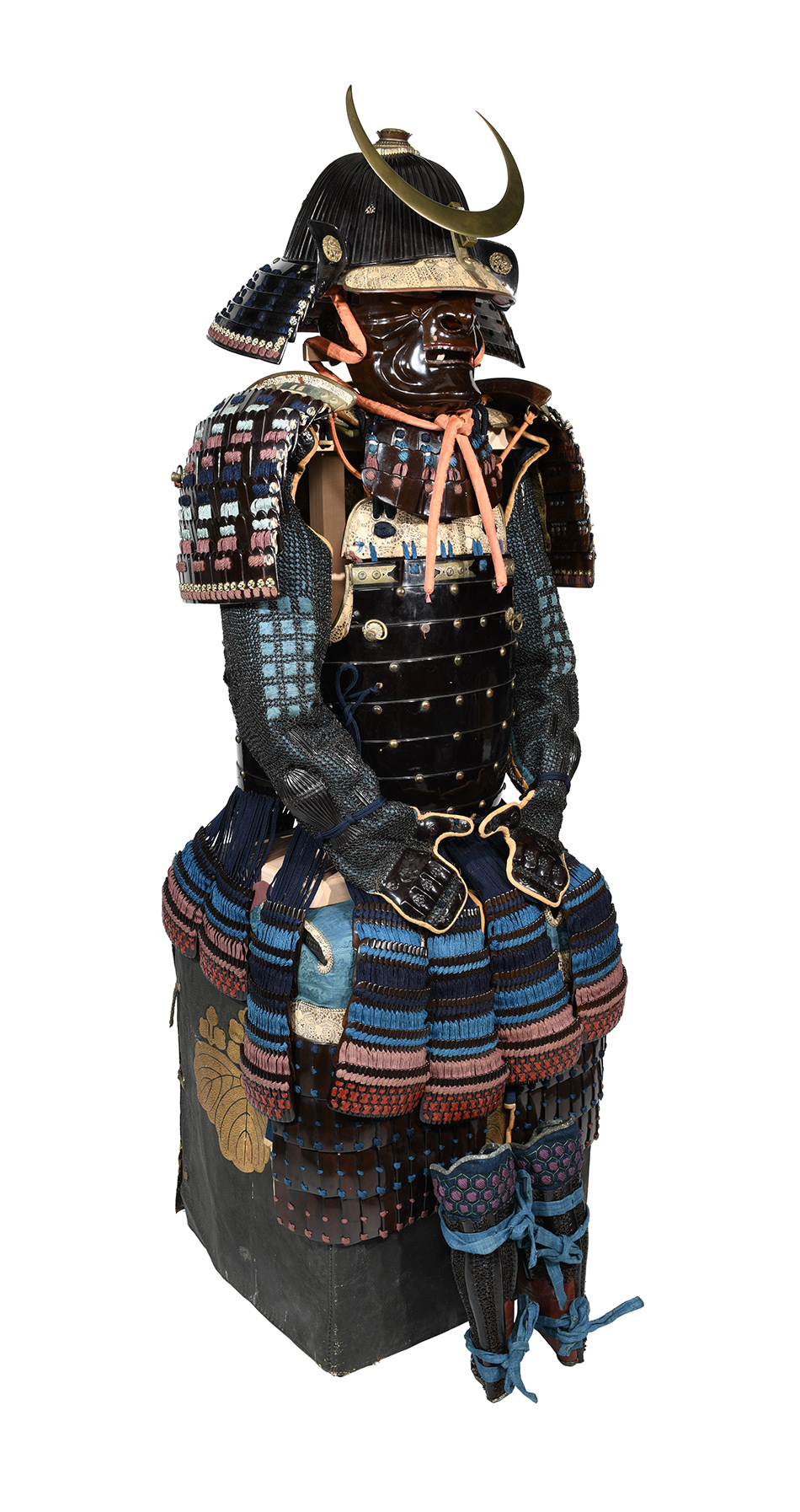 甲冑/鎧 色々糸威桶側二枚胴具足 (鉄黒漆塗六十二間筋兜)（BU-070219