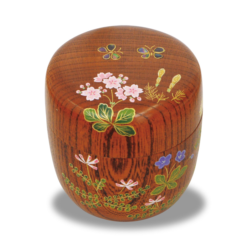 茶道具 なつめ 中棗 絵巻物 珊瑚 螺鈿細工 茶道具 なつめ 中棗 絵巻物