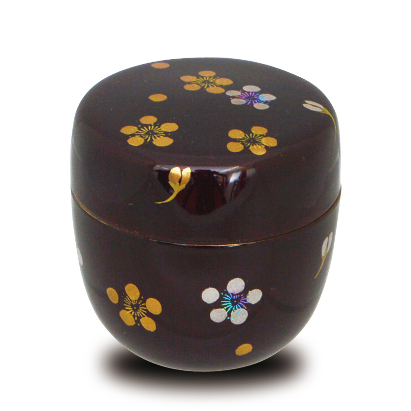 茶道具 棗（なつめ） 溜塗中棗 利休梅蒔絵（内梨子地） 樹脂製 東雲