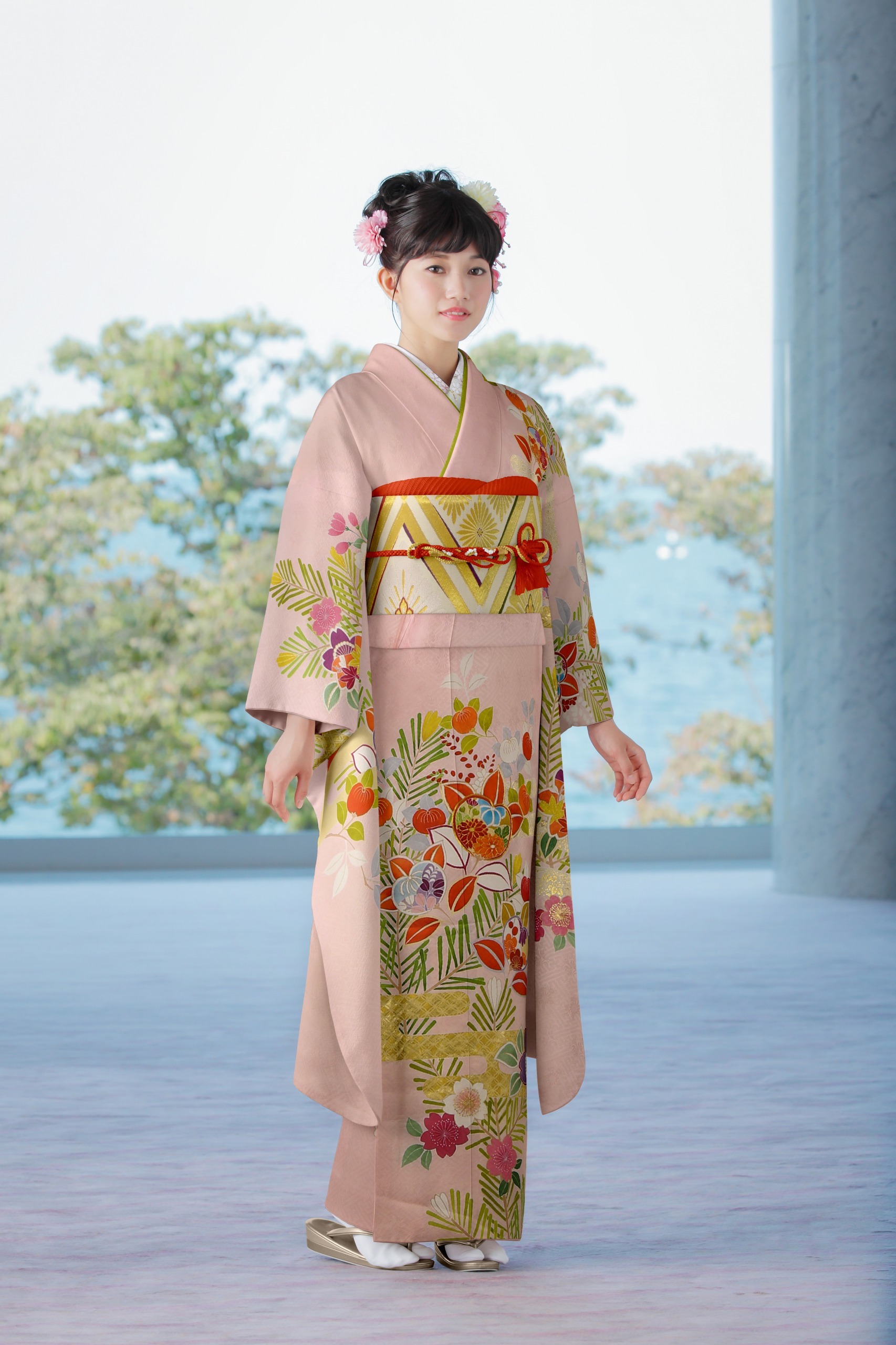 千總 【夢立花】 芳橘 振袖 ｜着物のオンラインショップ | 染織近藤