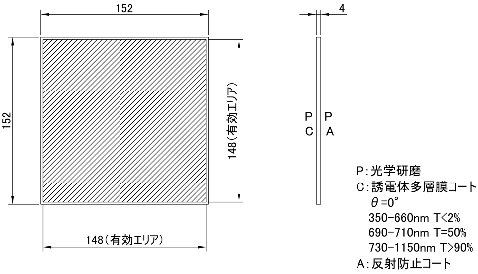 ロングパスフィルター 図面・特性表｜蒸着フィルター｜光学部品｜株式