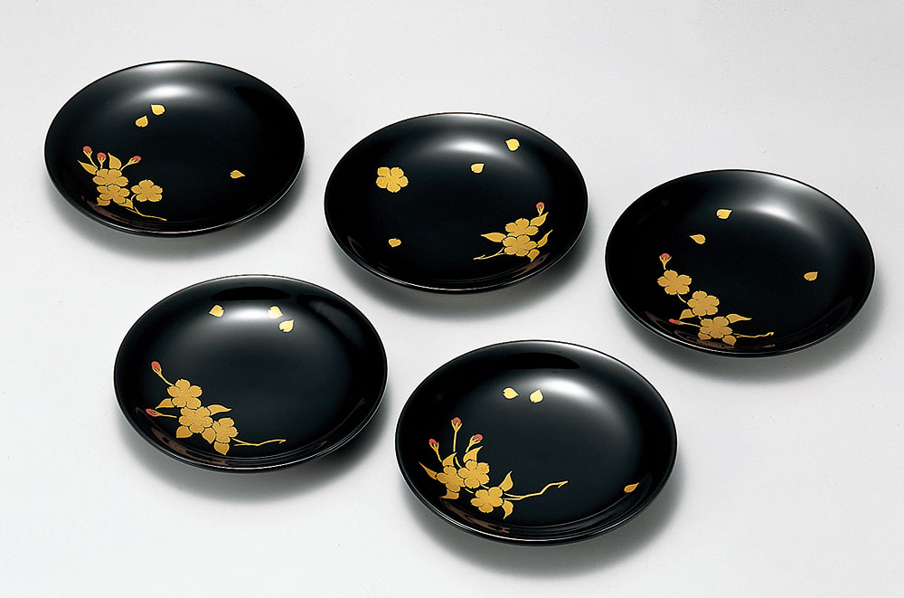 新春特別価格 ‼️茶人の心JAPAN蒔絵貴人の風雅な『四季の花』絵替木皿