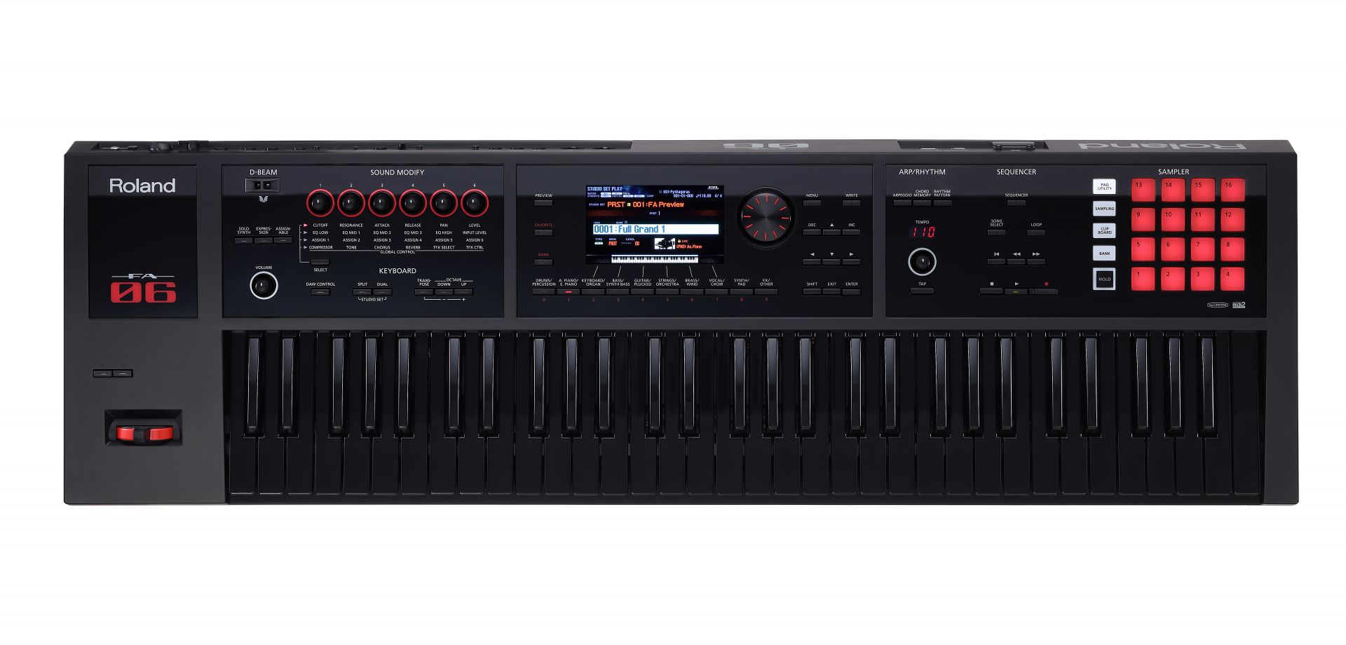 年末年始セール】ブラックカラーのシンセサイザーRoland FA-06B、JUNO