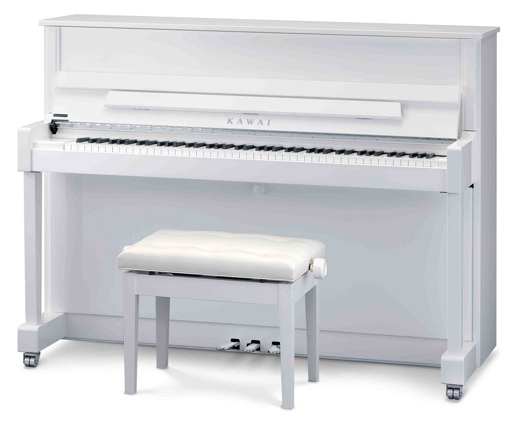 アップライトピアノ新製品】KAWAI K114SX スノーホワイト艶出し仕上げ