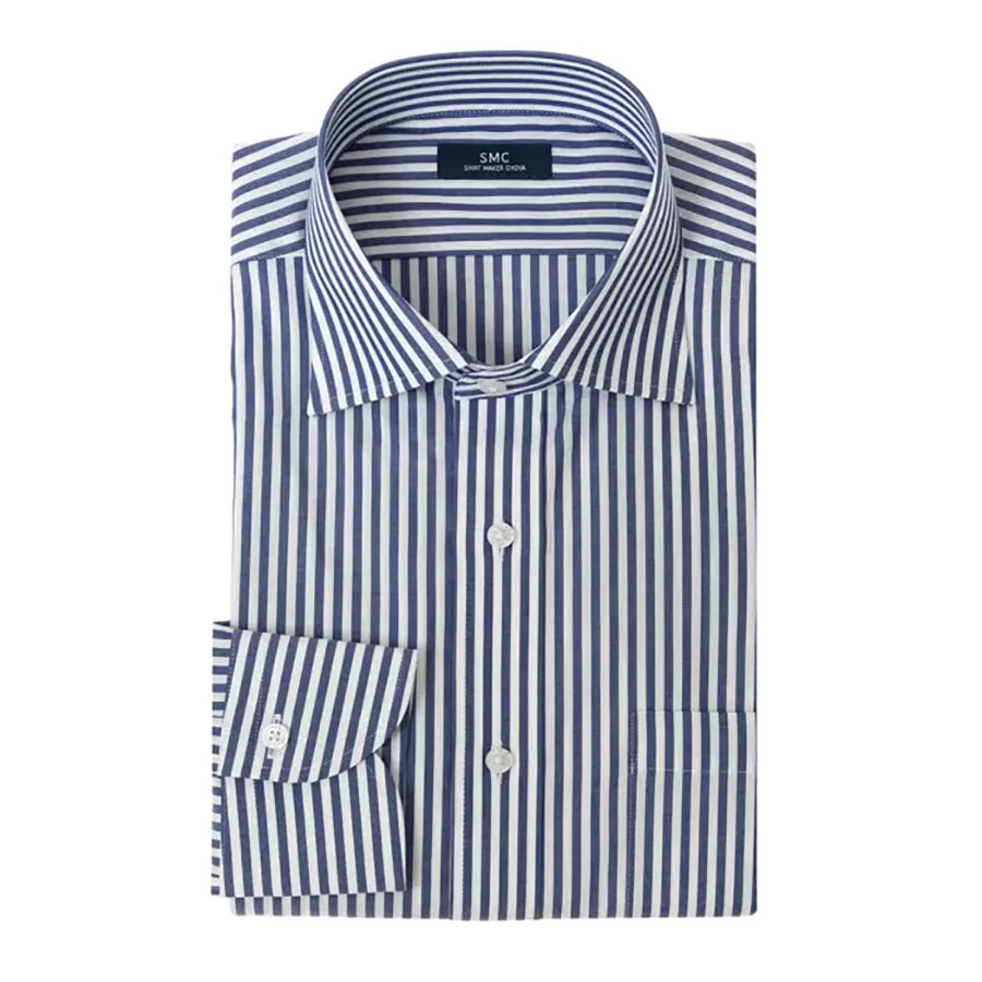 ワイシャツ ストライプ ネイビー ブロード SMC｜CHOYA SHIRT（チョーヤ