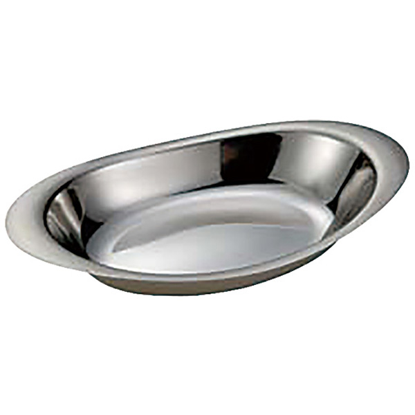 IKD 18-8 ステンレス カレー皿 丸 12 1/2インチ大 平渕 - 調理器具の