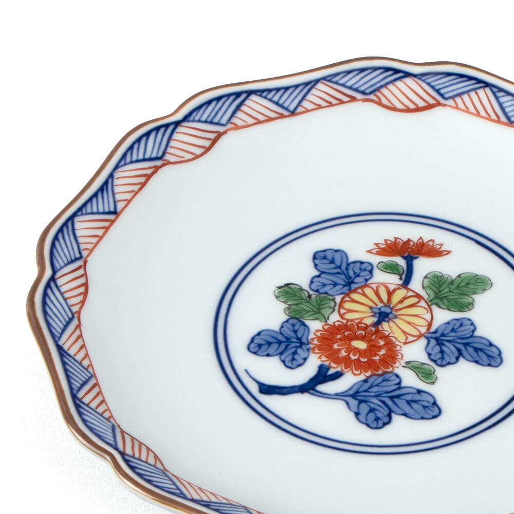 染錦菊見込 銘々皿（花型） ｜ 有田焼の源右衛門窯公式オンラインショップ