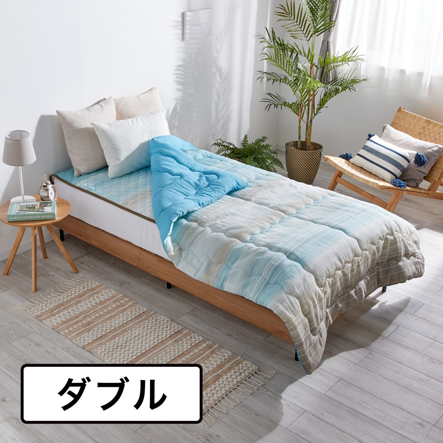 ダブル＞モリリン しゃりっと涼感 綿しじら織 肌掛けふとん＆消臭敷き