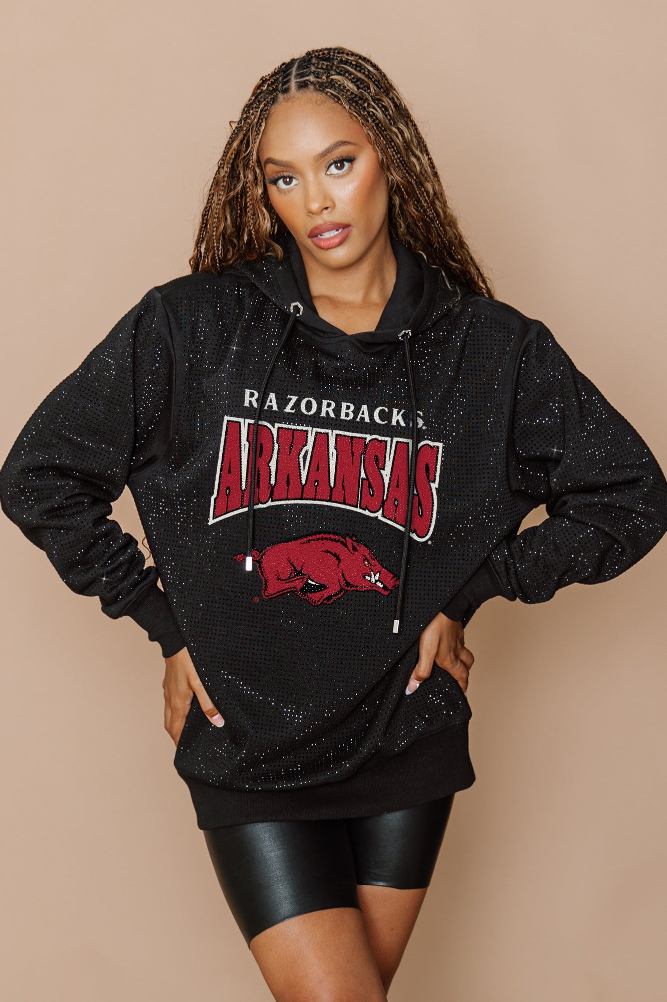 ARKANSAS RAZORBACKS Sideline Shimmer Micro-Rhinestone Sweatshirt