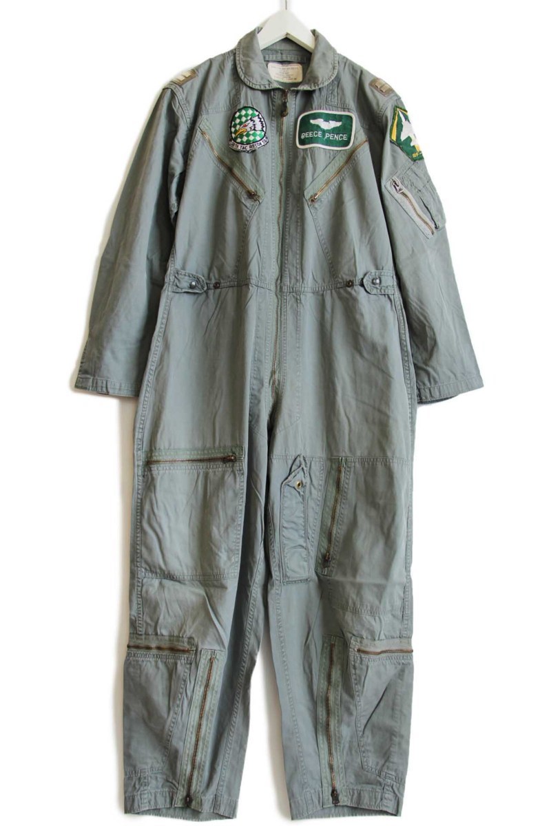 60s 米軍 USAF K-2B パッチ付き カバーオール フライトスーツ セージ