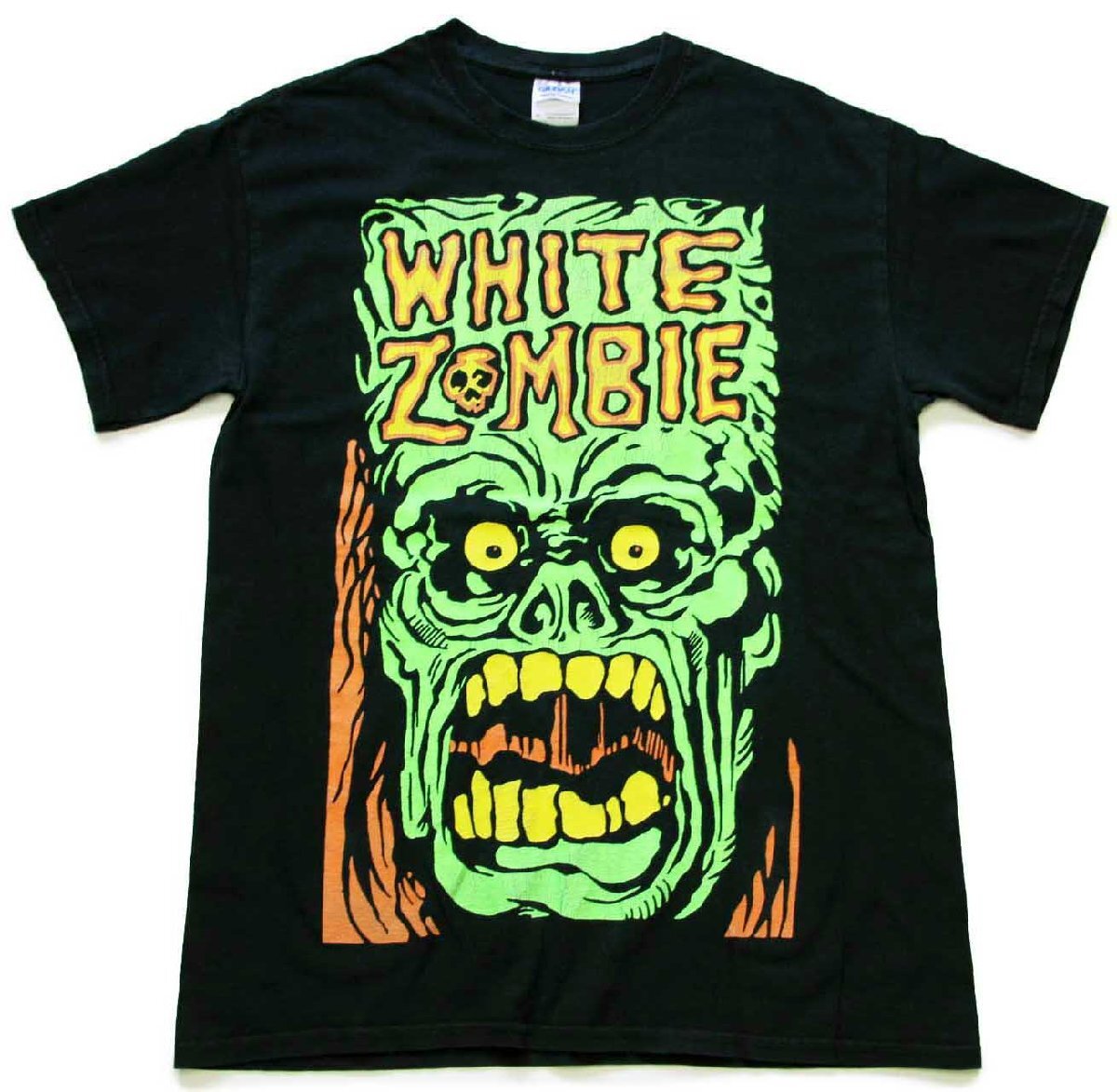 WHITE ZOMBIE ホワイトゾンビ 蛍光ひび割れプリント コットン バンドT