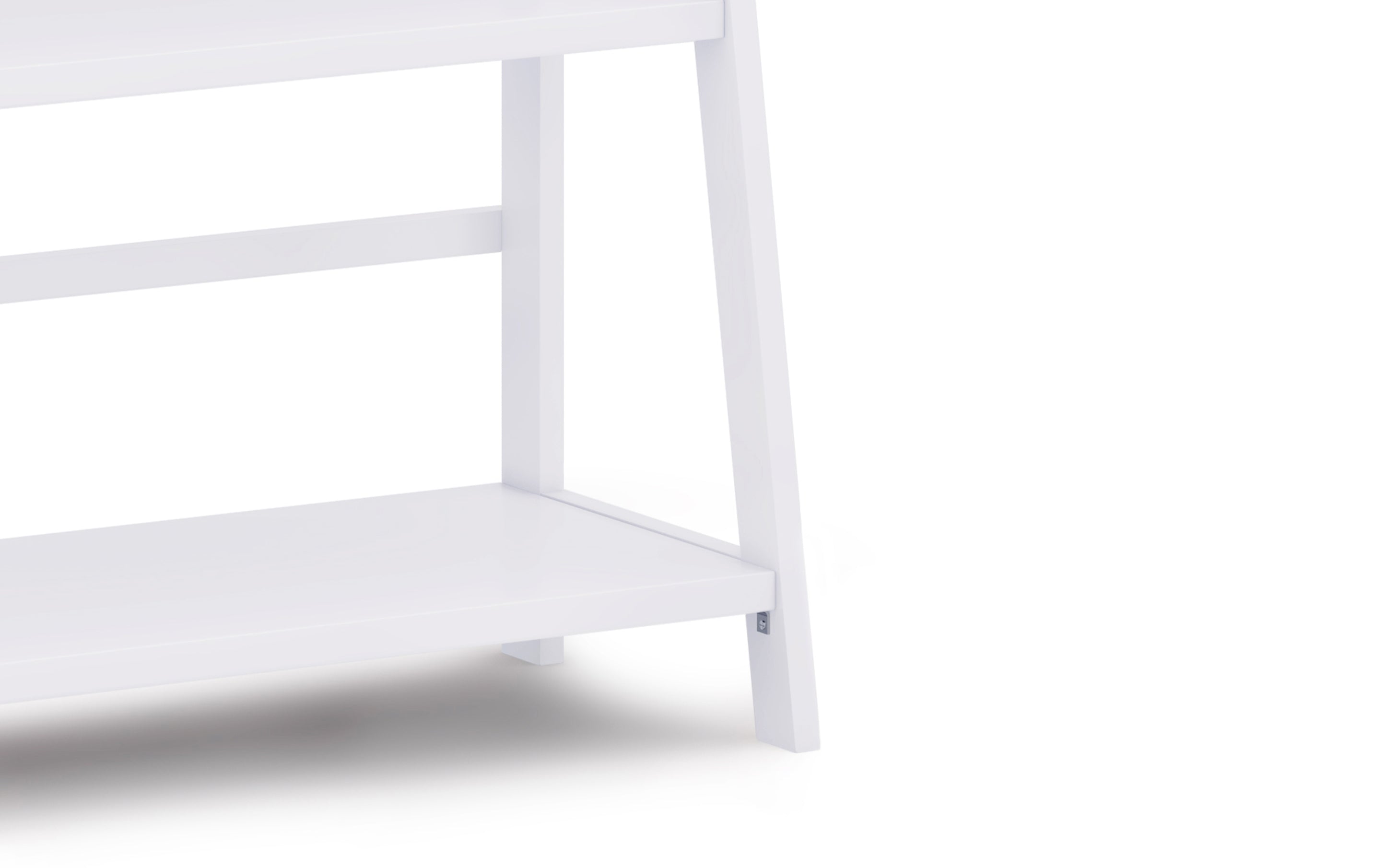 White Solid Wood Bookcase | Acadian Ladder Shelf Bookcase – Simpli