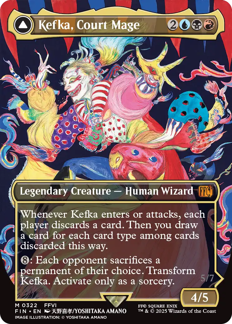 人造魔導士、ケフカ ボーダーレスfoil 英語版 天野喜孝 裁断微妙 人造