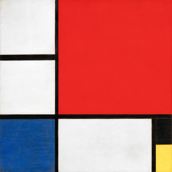 Composizione II in Rosso, Blu e Giallo di Piet Mondrian