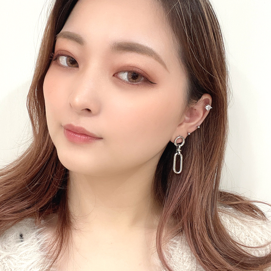 16G 14G ］スクエア CZ デザイン ストレート 軟骨ピアス ヘリックス
