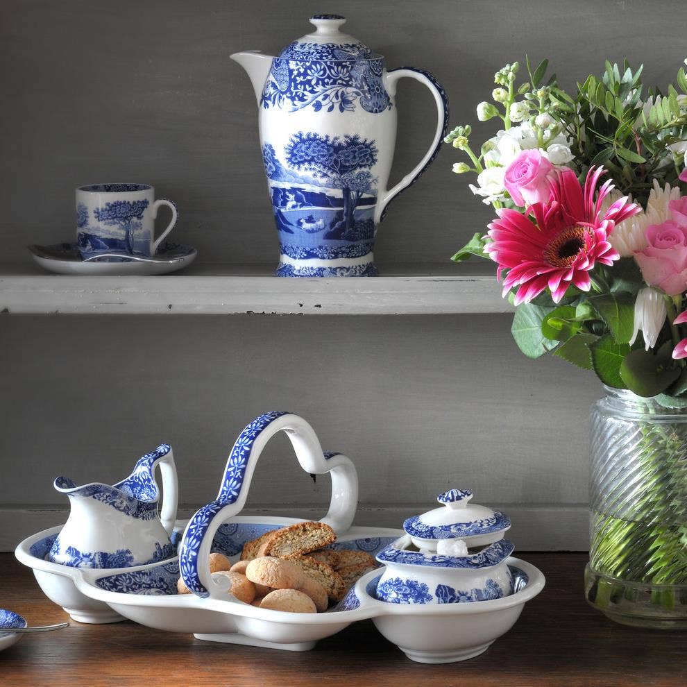 Spode Blue Italian 200th Anniversary 2 Piece Fruit Strainer | Spode