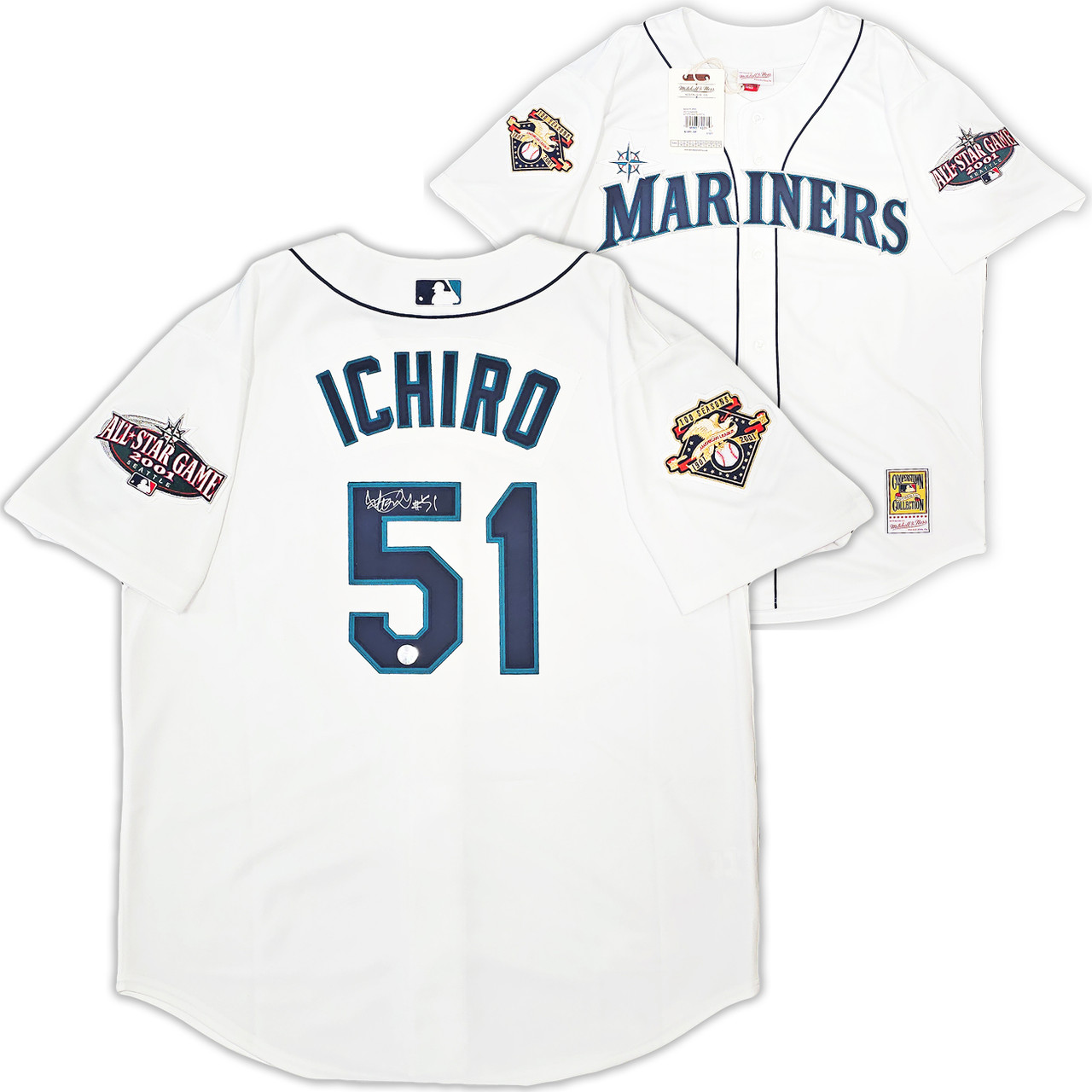 イチロー直筆サイン#51背番号書き込み入り SEATTLE MARINERS 2001 ALL
