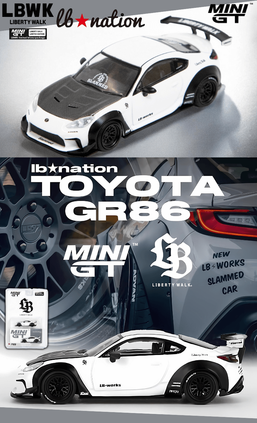 1/64スケール MINI GT「Toyota GR86 LB☆Nation ホワイト」(LBWK