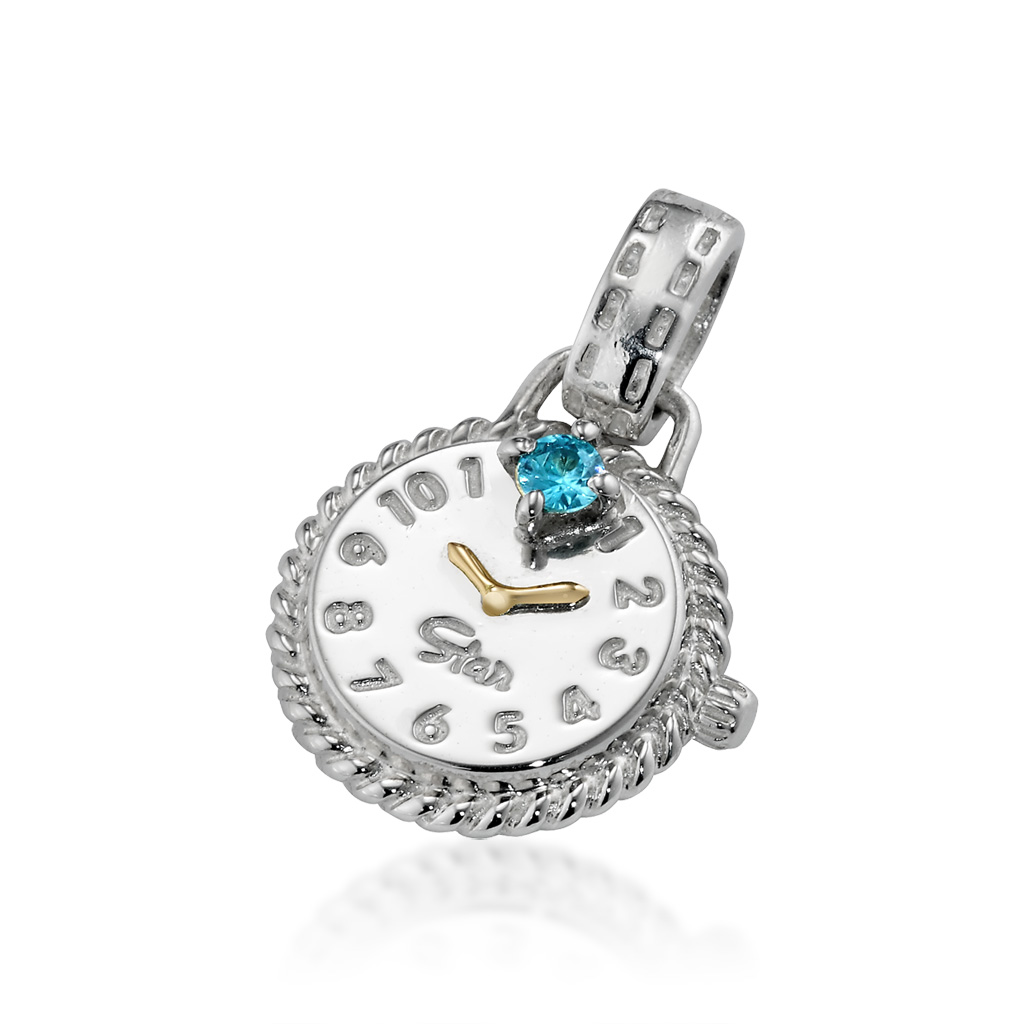SILVER CLOCK CHARM PERIDOT(8月)(2SC0800)SV925/K18 ベビー｜スター