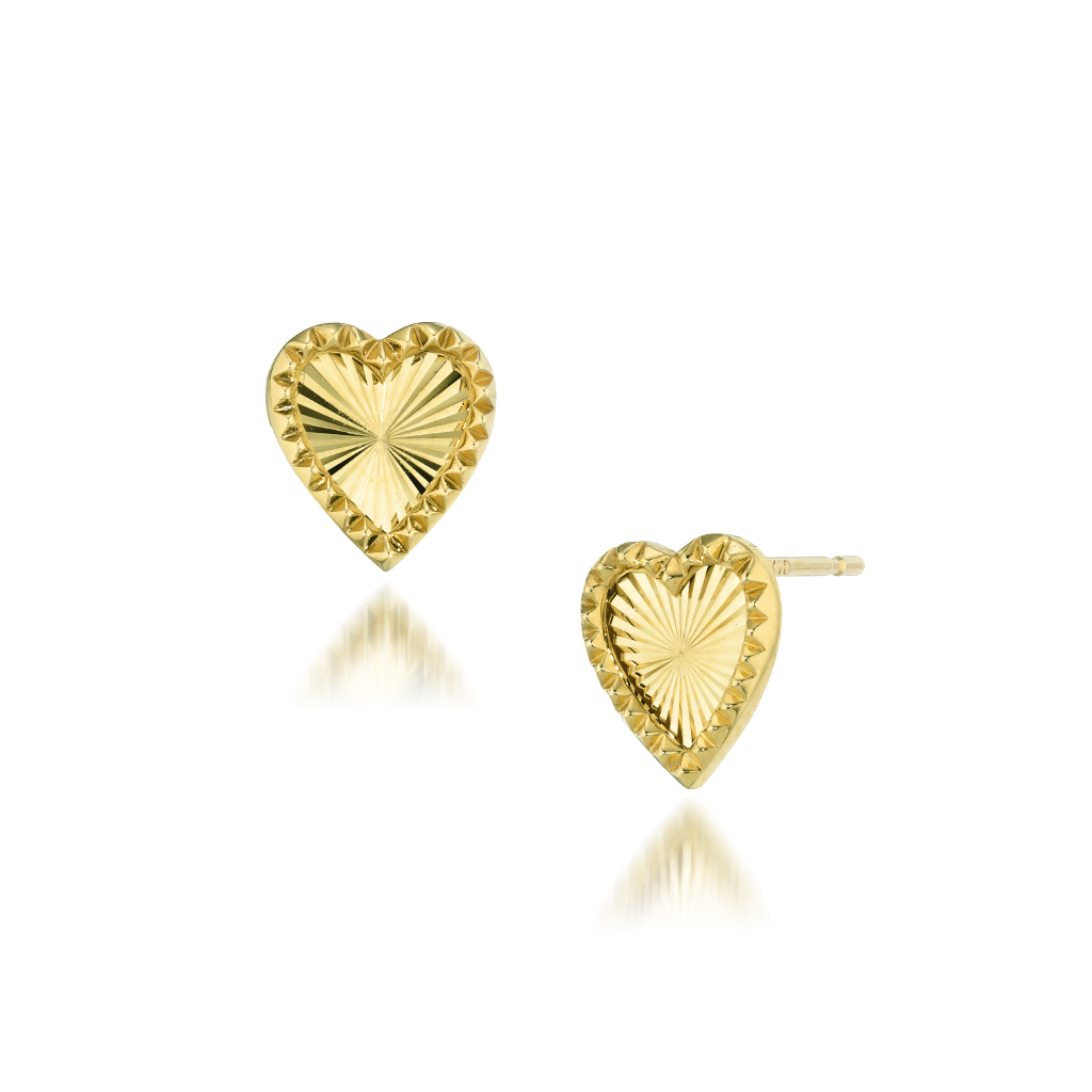 ETCHED HEART PIERCED EARRINGS(2JP1099)K10 ピアス｜スタージュエリー
