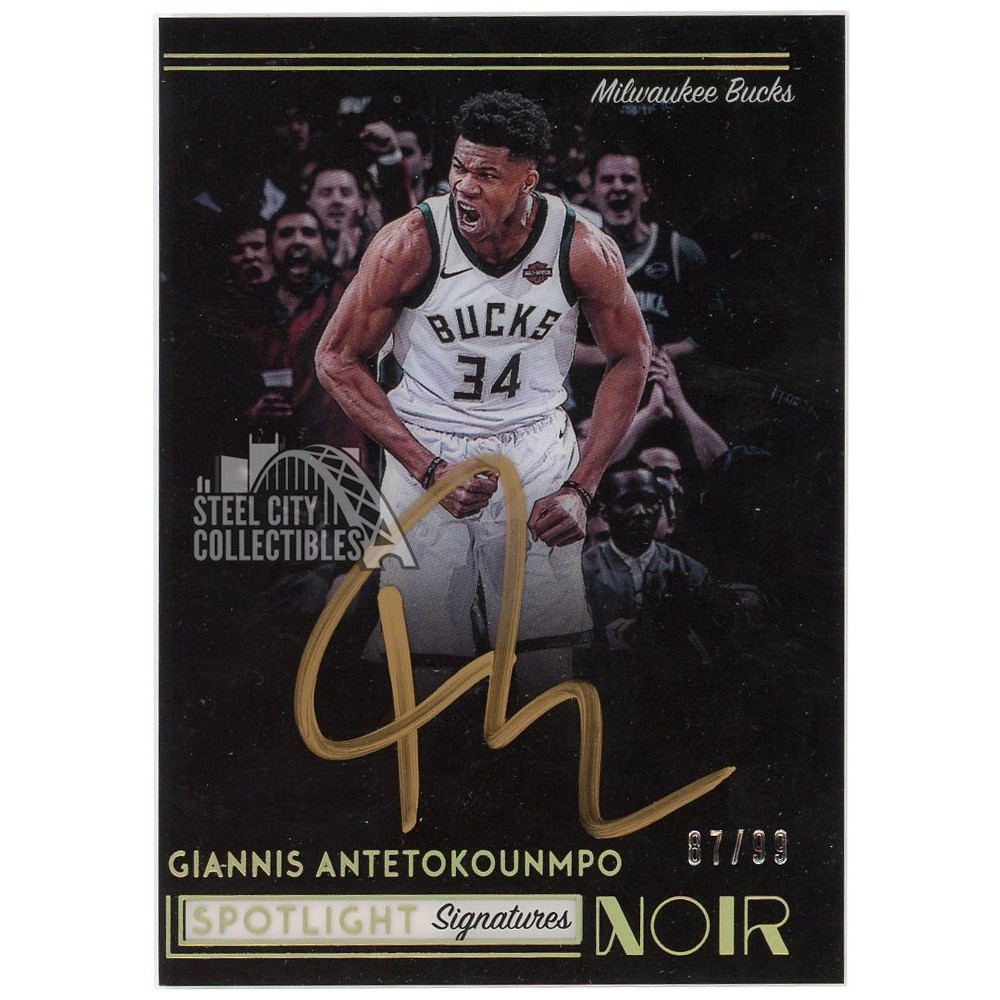 Giannis Antetokounmpo 2018-19 Panini Noir Spotlight Signatures
