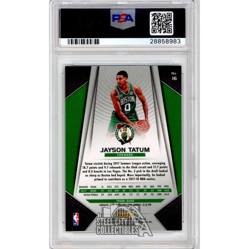 Jayson Tatum 2017-18 Panini Prizm Silver Rookie Card RC #16 PSA 10