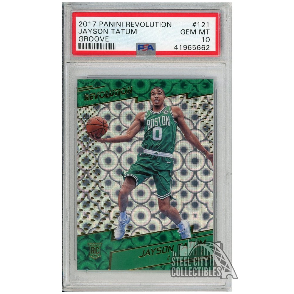 Jayson Tatum 2017-18 Panini Revolution Groove Rookie Card #121 PSA
