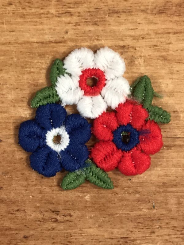 Flowers Embroidery Patch 花 ビンテージ 刺繡ワッペン パッチ 70年代