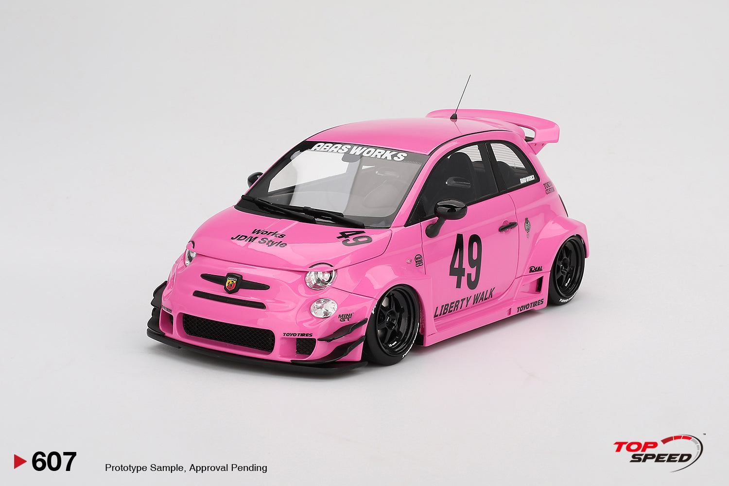 Topspeed Fiat Abarth 595 LB-Works x Abas Works Pink 1:18 – STM Diecast