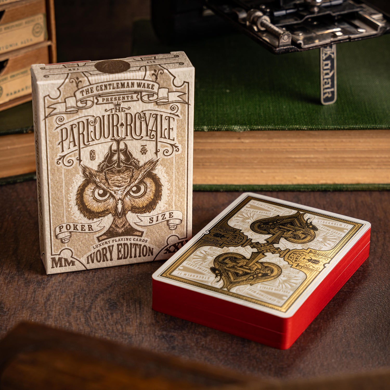 Parlour Royale Ivory | Luxury Playing Cards | Edge in red