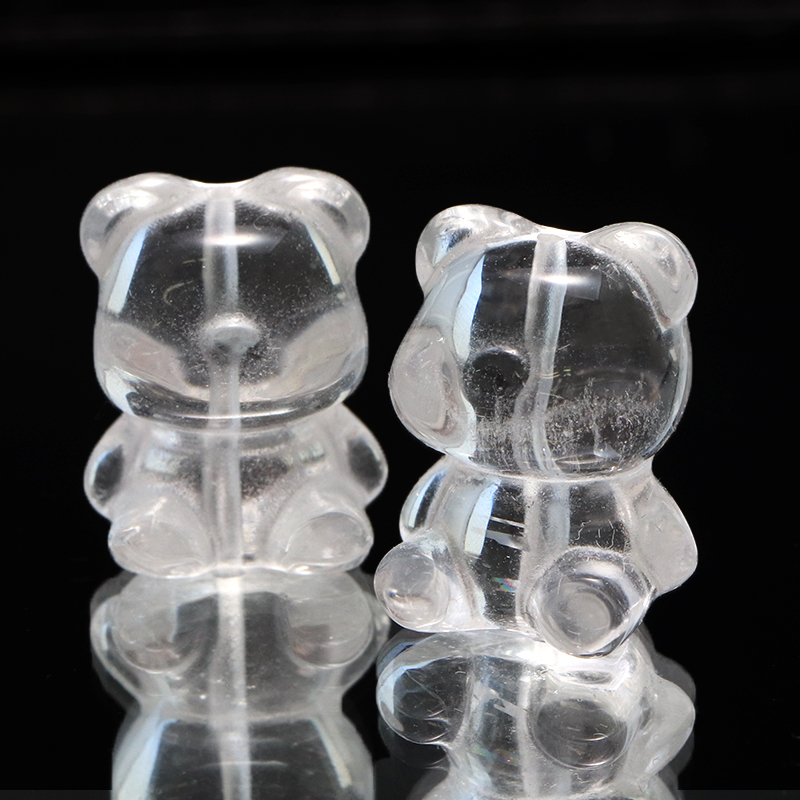天然石パーツ 熊（くま） 水晶 縦穴 約1.3cm×約1.7cm 品番：1924719247