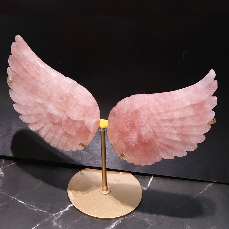 20%OFF価格】置物 ローズクォーツ 天使の羽 マダガスカル産 台付き